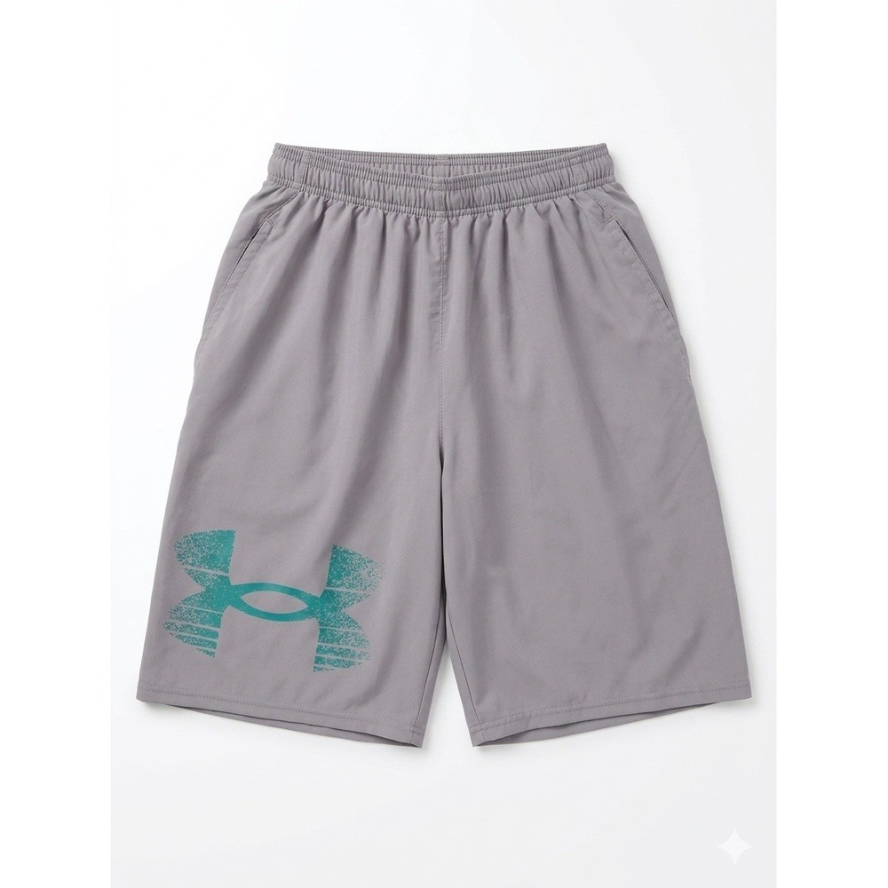 Under Armour Men's Athletic Shorts XL Gray Logo Print Performance Gym Workout